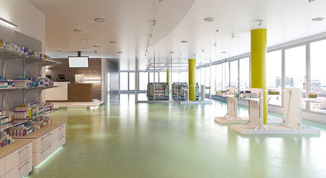 Progetto Farmacia, Industria Farmaceutica, Prodotti, Farmaci, Medicine, Illustrazione 3d, BIM