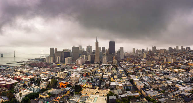 San Francisco skyline panorama from above