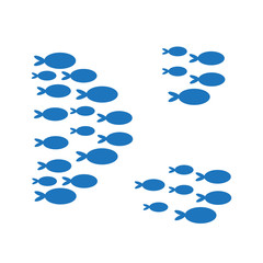 Fototapeta na wymiar Groups of swimming fishes isolated vector set. Fish animal group illustration