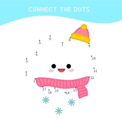Naklejka premium Educational game for kids. Dot to dot game for children. Cartoon cute cloud.