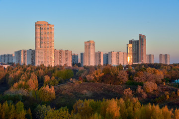 View of the Krylatskiye Kholmy in front of the Krylatskoye District.