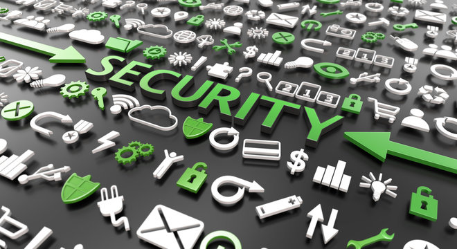 "security" word with 3d icons