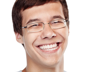 Laughing young man headshot