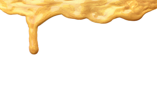 Streaks Of Gold Paint On White Background