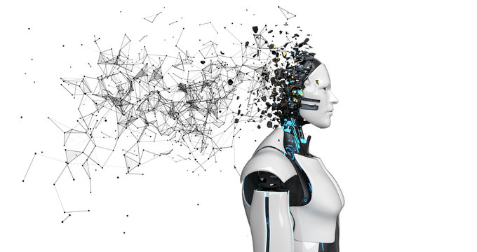 Robot Fragmented Head Networks White
