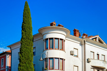 Building architecture in city center of Izola