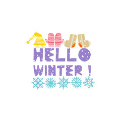 Christmas and New Year elements with lettering. Vector flat design with texture