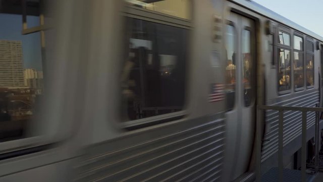 RED CTA Train Coming Into a Station in 4K