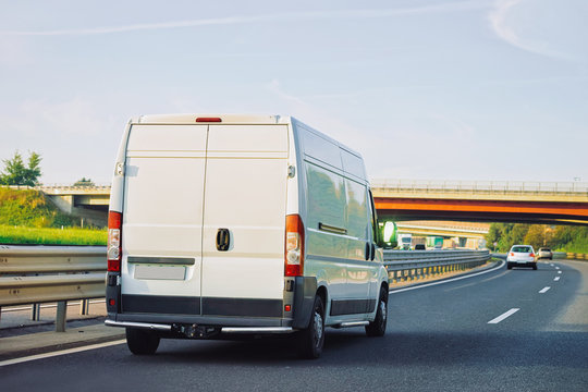 Mini Van On Highway Road In Slovenia