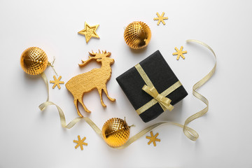 Beautiful composition with Christmas decor on white background