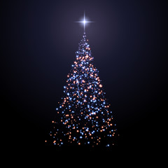 Christmas and New Year background with abstract shiny Christmas tree.