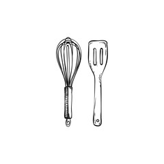 Whisk and Spatula Kitchen Utensils