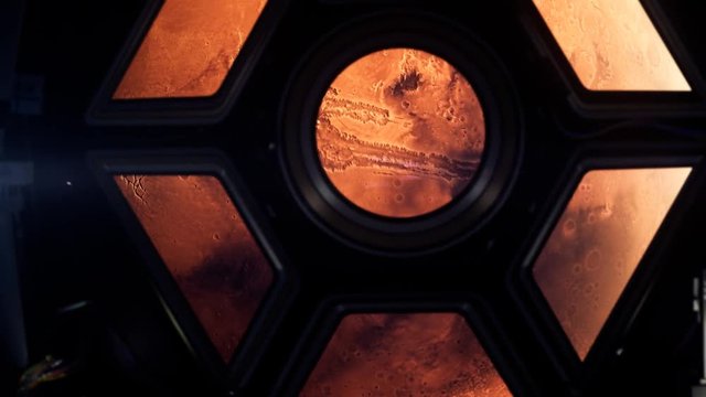 3D animation of a spaceship travelling to Mars in 4K