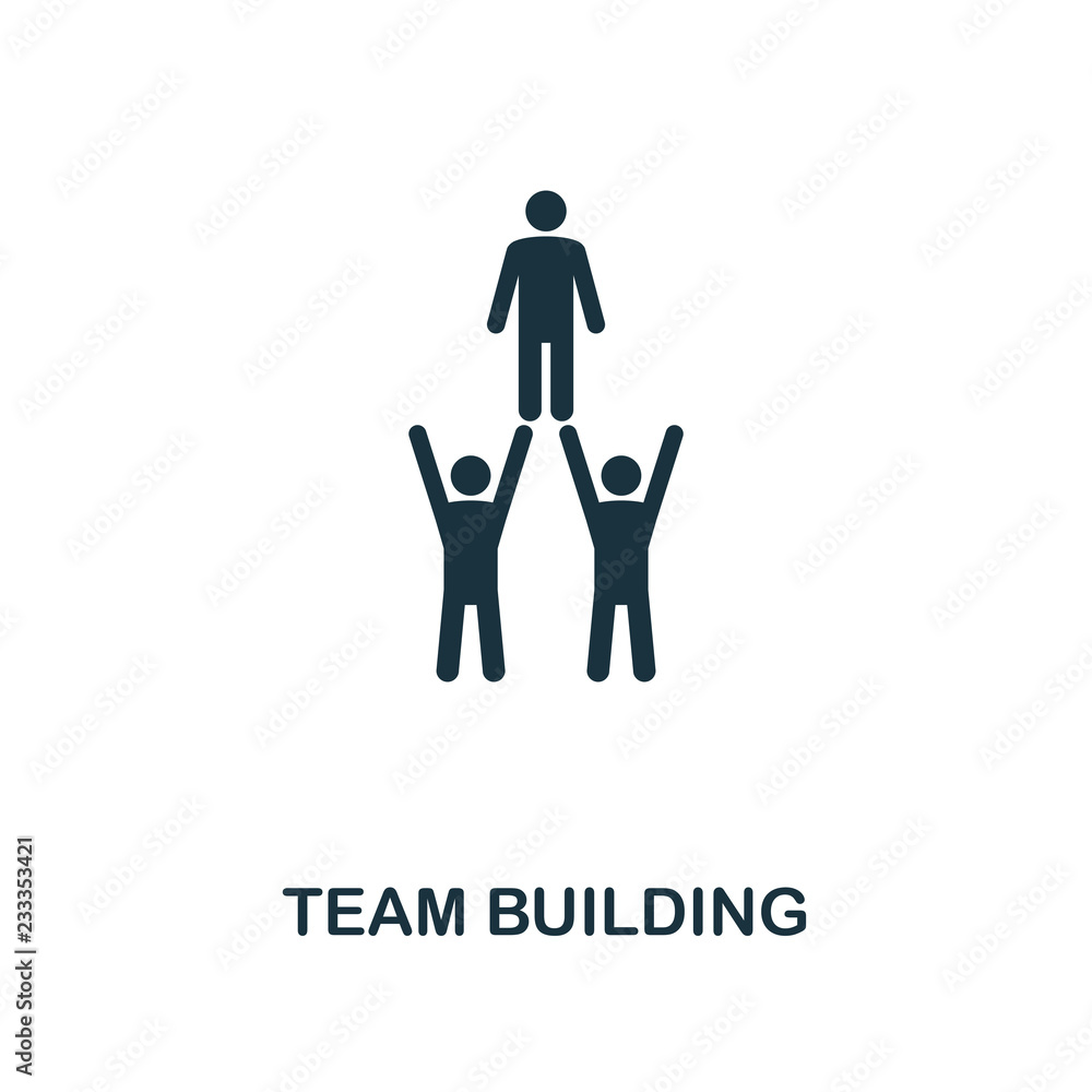 Poster team building icon. premium style design from teamwork icon collection. ui and ux. pixel perfect tea