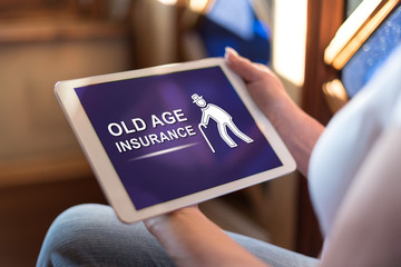 Old age insurance concept on a tablet