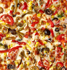 Pizza margarita or margherita detail from top view