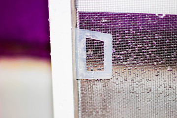 Net in drops of water mosquito net