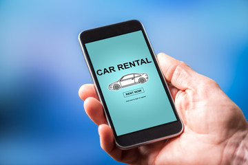 Car rental concept on a smartphone