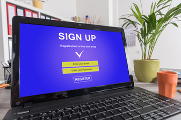 Sign up concept on a laptop