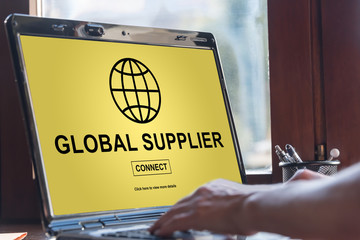 Global supplier concept on a laptop screen