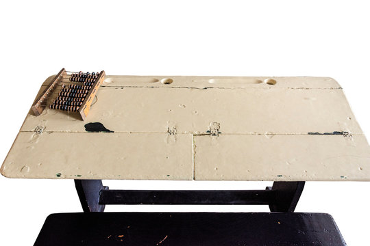 AOld school desk of the 60-70-ies of the 20th century in the USSR.