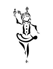 Cute girl dancing with a heart shaped candle in her hand