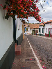 Street with old houses in an interior city. Street in old town. City of sabara.