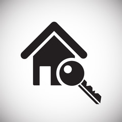 Locked house on white background icon