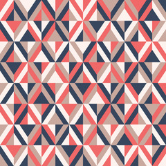 Retro Mod Style Vector Seamless Pattern with Navy and Red Diamon