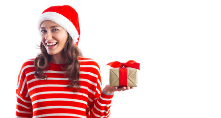Christmas girl holding gift