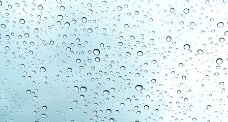 Close-up rain water drop on glass as background