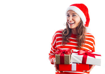 Christmas girl holding gift