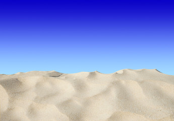 Fototapeta na wymiar Sand beach on blue sky background with clipping path