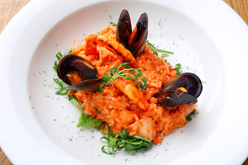 risotto with shrimps and mussels