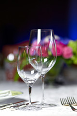 glasses of white wine on a table