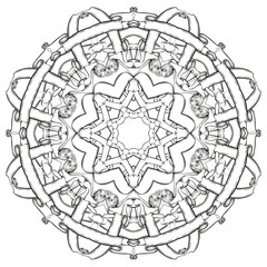 ribbon, circular pattern, Mandala,handmade,coloring books for children and adults, vector illustration