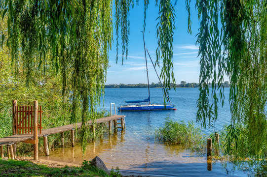 Segelyacht unter Weiden