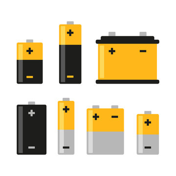 Alkaline Battery Icons Set on White Background. Vector