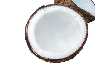 Close up of coconut on green background