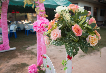 Blurred of Beautiful wedding arch for the wedding ceremony