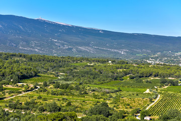 panorama of view from old village Crillon-le-Brave to mountain Mont Ventoux Provence, France