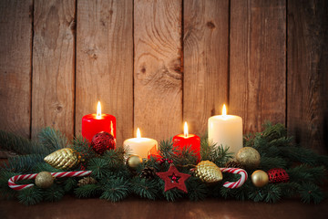 Christmas wreath on old dark background
