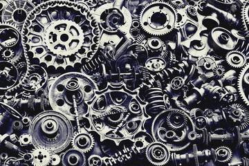 Steampunk texture, backgroung with mechanical parts, gear wheels