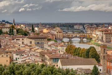 Fototapeta na wymiar Vue panoramique de Florence depuis la place Michelangelo - Toscane - Italie