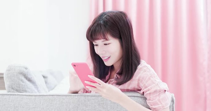 woman use phone at home