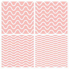 Vector Tile seamless pattern set with wavy background