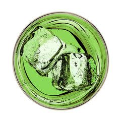 Mint cocktail, green mentha drink or mint isolated on white background