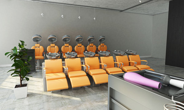 Salone per parrucchieri, Hair Saloon, Illustrazione 3d