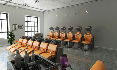 Salone per parrucchieri, Hair Saloon, Illustrazione 3d