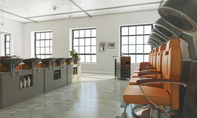 Salone per parrucchieri, Hair Saloon, Illustrazione 3d